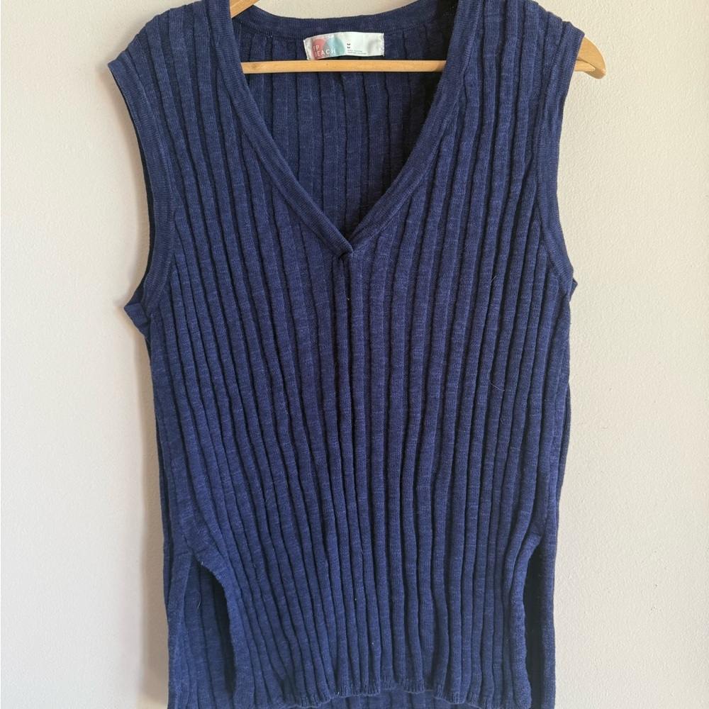 Navy Sleeveless Ribbed Sweater and matching skirt free people beach